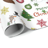 Papier Cadeau Motif de mélange d'illustrations de Noël (Coin rond)