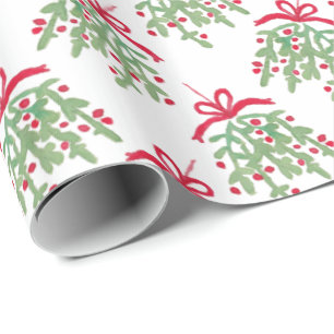 Papier Cadeau Motif de mélèzes rouge et vert