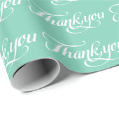 Papier Cadeau Motif De Merci Blanc Et Mint-Vert (Coin rond)