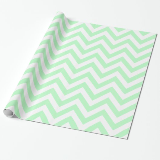Papier Cadeau Motif de Mint White XL Chevron ZigZag (Déroulé)
