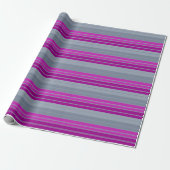 Papier Cadeau Motif de mode gris rayé violet (Déroulé)