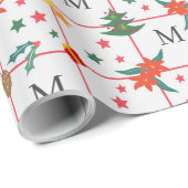 Papier Cadeau Motif de monogramme sans couture avec éléments de (Coin rond)