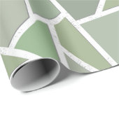 Papier Cadeau Motif de mosaïque vert olive (Coin rond)