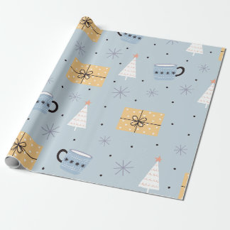 Papier Cadeau Motif de mug à café et de cadeau de Noël pastel Co