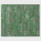Papier Cadeau Motif de mur de briques vertes (Plat)