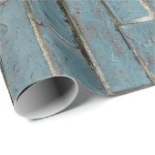 Papier Cadeau Motif de mur en briques bleues douces (Coin rond)
