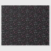 Papier Cadeau motif de musique en noir (Plat)