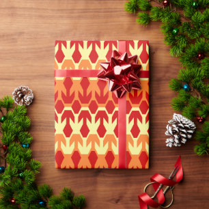 Papier Cadeau Motif de navire rouge et de flèche jaune