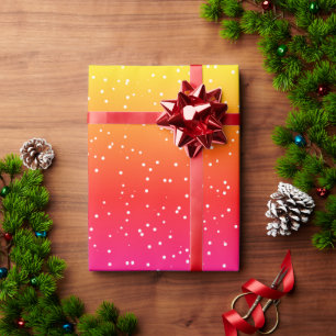 Papier Cadeau Motif de neige arc-en-ciel moderne à points blancs