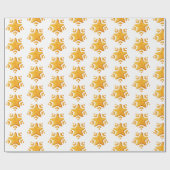 Papier Cadeau Motif de neige de Noël doré (Plat)