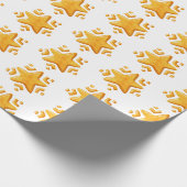Papier Cadeau Motif de neige de Noël doré (Coin)