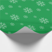 Papier Cadeau Motif de neige moderne vacances hiver vert (Coin)