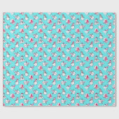 Papier Cadeau Motif de neige | Noël Turquoise (Plat)