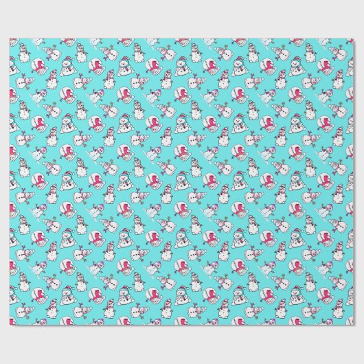 Papier Cadeau Motif de neige | Noël Turquoise (Plat)