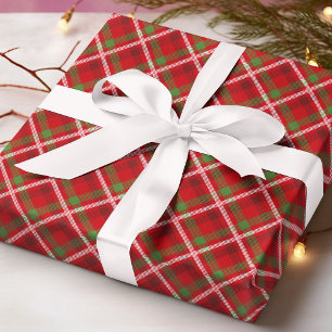 Papier Cadeau Motif de Noël à carreaux tartan rouge vert