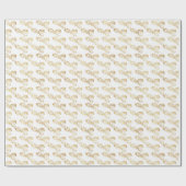 Papier Cadeau Motif de Noël à feuilles et baies de houx (Plat)