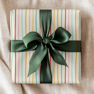 Papier Cadeau Motif de Noël à rayures gribouillées colorées