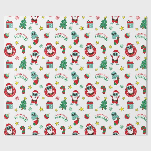 Papier Cadeau motif de Noël alien (Plat)