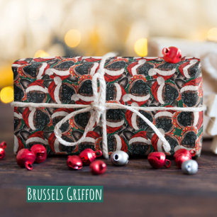 Papier Cadeau Motif de Noël amusant de Griffon de Bruxelles
