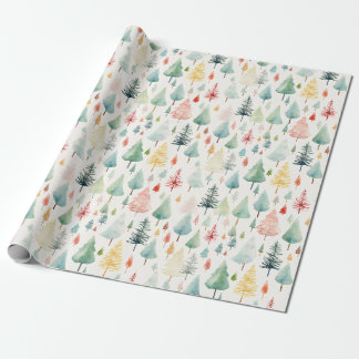 Papier Cadeau Motif de Noël aquarelle