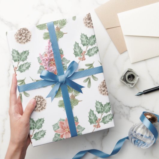 Papier Cadeau Motif de Noël aquarelle (Cadeaux)