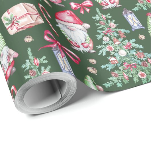 Papier Cadeau Motif de Noël Aquarelle cadeau (Coin rond)