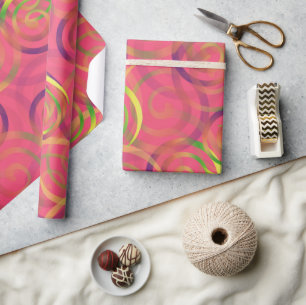 Papier Cadeau Motif de Noël Arc-en-ciel rose