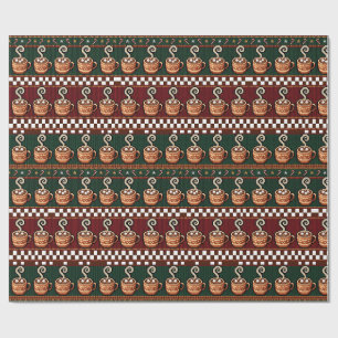 Papier Cadeau Motif de Noël au cacao chaud en pixel art