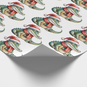 Papier Cadeau Motif de Noël aux alligators-crocodiles tendance