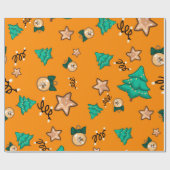 Papier Cadeau Motif de Noël avec bougies, Tangerinesbackgrou (Plat)