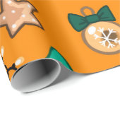 Papier Cadeau Motif de Noël avec bougies, Tangerinesbackgrou (Coin rond)