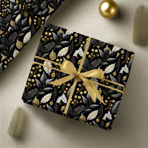 Papier Cadeau Motif de Noël Black Gold #18 ID1009