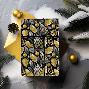 Papier Cadeau Motif de Noël Black Gold #22 ID1009