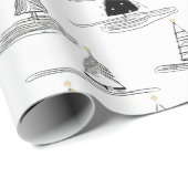 Papier Cadeau Motif de Noël Black Gold #5 ID1009 (Coin rond)