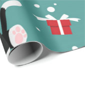 Papier Cadeau Motif de Noël Black Kitty (Coin rond)