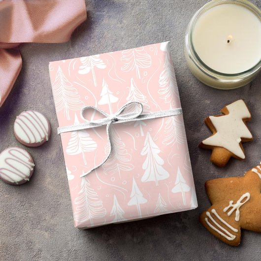 Papier Cadeau Motif de Noël blanc rose #6 ID1009