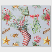 Papier Cadeau Motif de Noël/bleu (Plat)