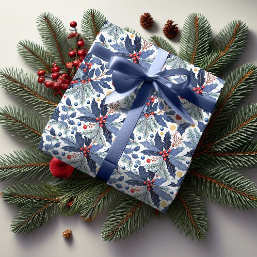 Papier Cadeau Motif de Noël bleu#17 ID1009