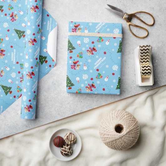 Papier Cadeau Motif de Noël bleu Elmo & Tango (Artisanat)