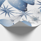 Papier Cadeau Motif de Noël bleu et blanc (Coin)