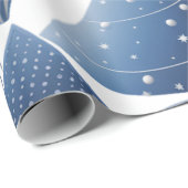 Papier Cadeau Motif de Noël bleu et blanc (Coin rond)