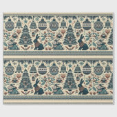 Papier Cadeau Motif de Noël Boho (Plat)