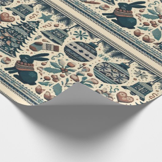 Papier Cadeau Motif de Noël Boho (Coin)