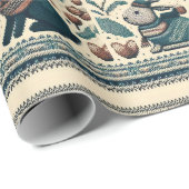 Papier Cadeau Motif de Noël Boho (Coin rond)