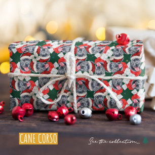Papier Cadeau Motif de Noël Cane Corso drôle