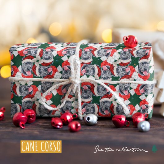 Papier Cadeau Motif de Noël Cane Corso drôle
