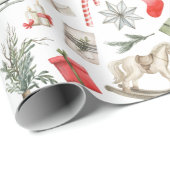 Papier Cadeau Motif de Noël Cheval Rocse Patinage de glace Cadea (Coin rond)