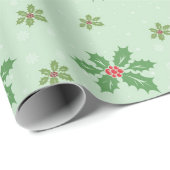 Papier Cadeau Motif de Noël classique saint et flocon de neige (Coin rond)