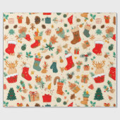 Papier Cadeau Motif de Noël coloré (Plat)
