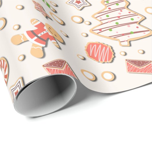 Papier Cadeau Motif de Noël Cookie - Doux et Festive (Coin rond)